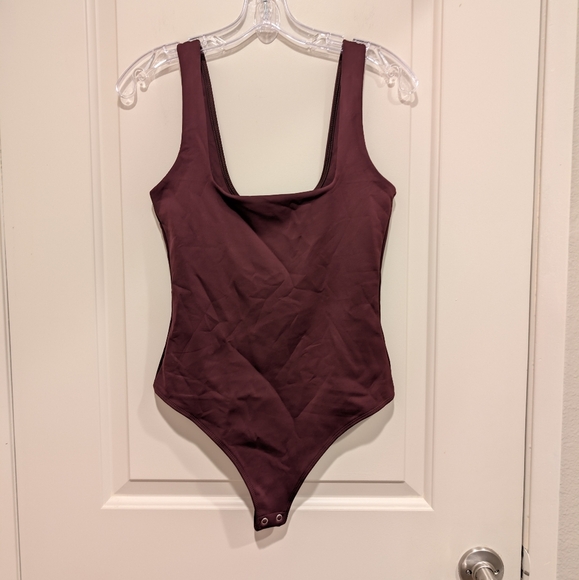 Good American Womens Burgundy Thong Sleeveless Bodysuit Large - Picture 1 of 7